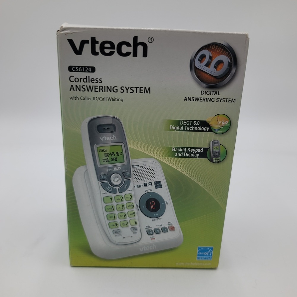 VTech CS6124 DECT 6.0 Cordless Answering‎ System Caller ID Backlit Keypad New